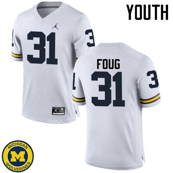 Youth Michigan Wolverines #31 James Foug White College Game Jersey